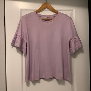 Only lilac purple top with ruffle sleeves